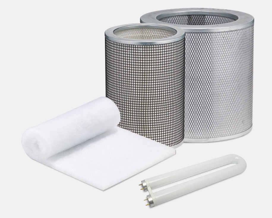 BUNDLE Prefilter 18 lbs Carbon Filter Super HEPA Filter UV Germicidal Lamp